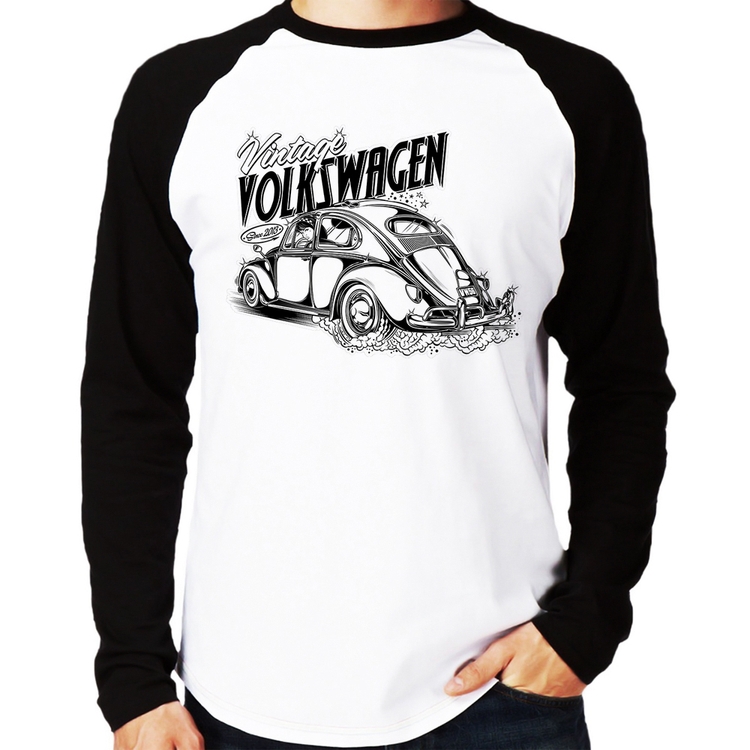 Camiseta Raglan Fusca Manga Longa