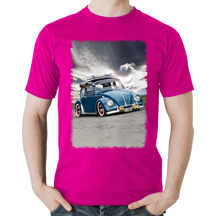 Camiseta Algodão Fusca Retrô - Rosa