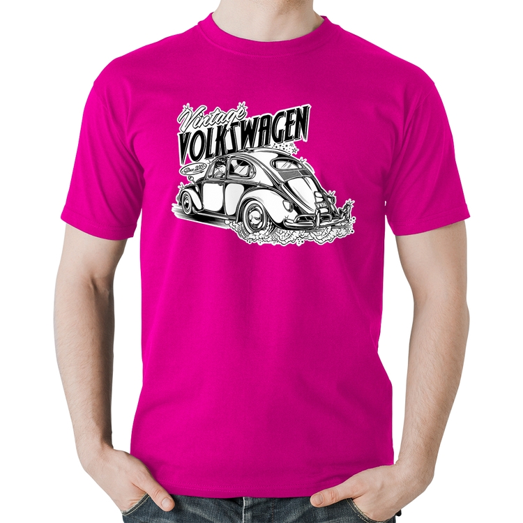 Camiseta Algodão Fusca - Rosa