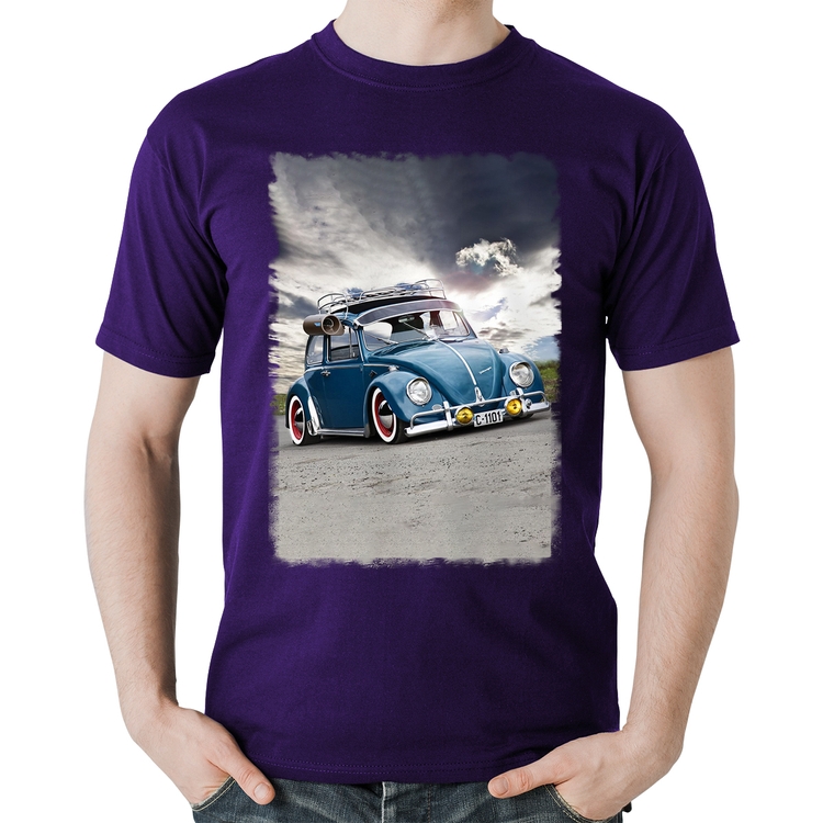 Camiseta Algodão Fusca Retrô - Roxa