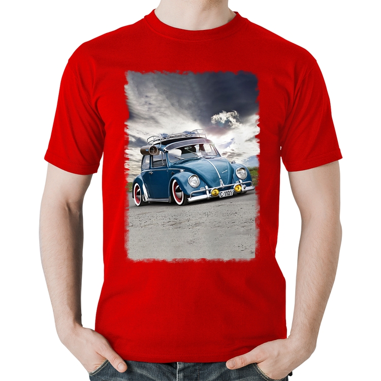Camiseta Algodão Fusca Retrô - Vermelha