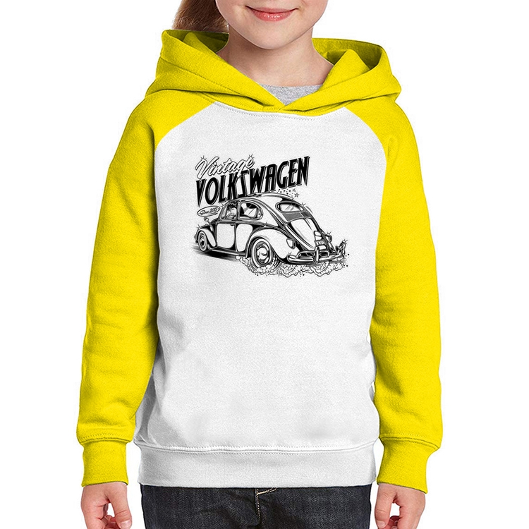 Moletom Infantil Fusca - Branco/Amarelo