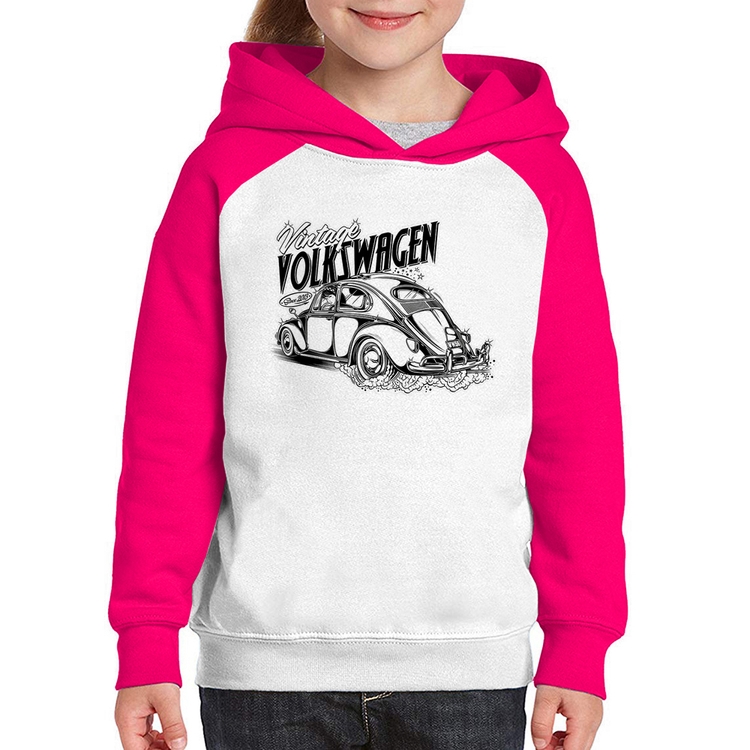 Moletom Infantil Fusca - Branco/Rosa