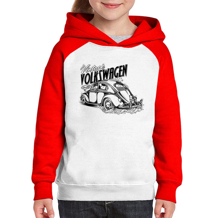 Moletom Infantil Fusca - Branco/Vermelho
