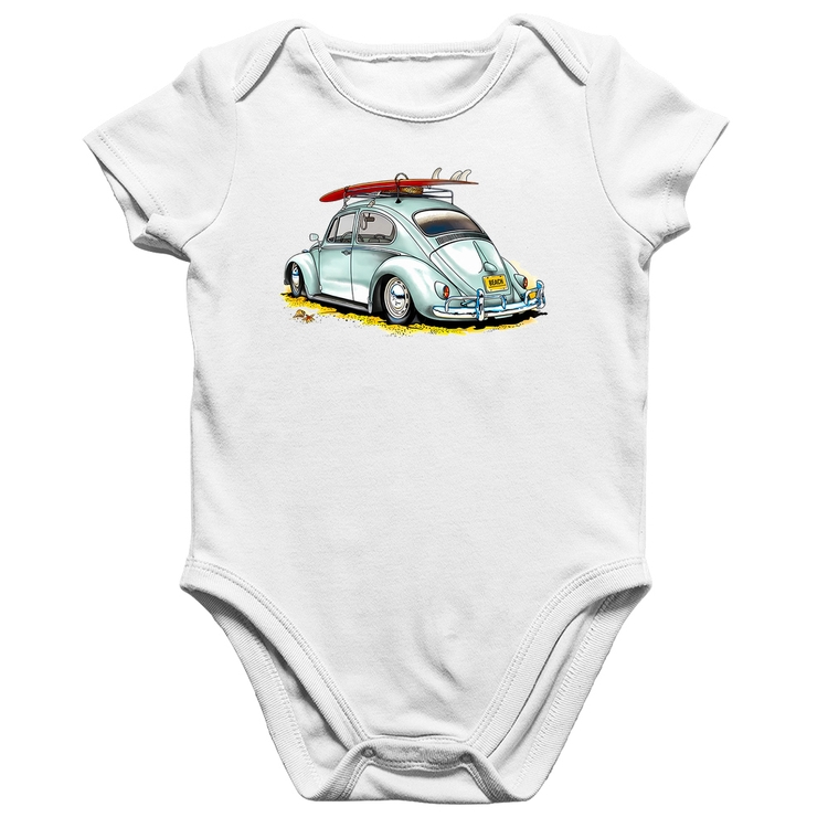 Body Bebê Algodão Fusca Vintage - Branco