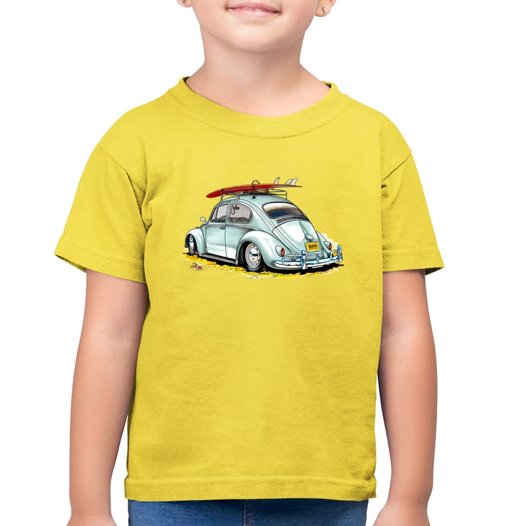 Camiseta Algodão Infantil Fusca Vintage - Amarelo Canário
