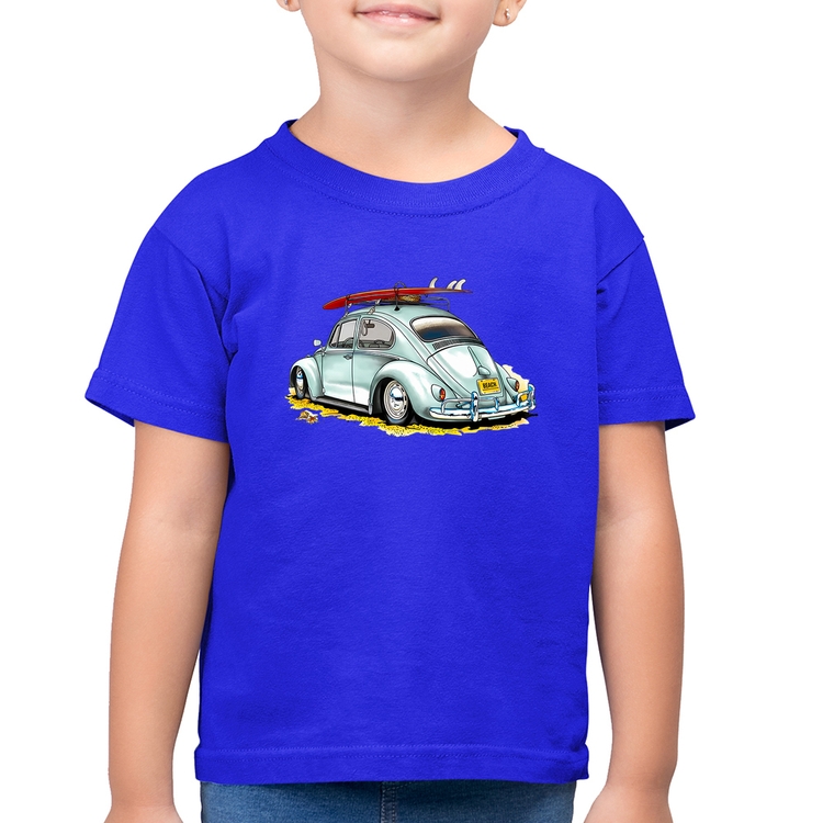 Camiseta Algodão Infantil Fusca Vintage - Azul Royal