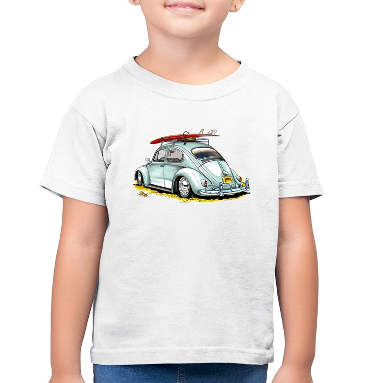 Camiseta Algodão Infantil Fusca Vintage - Branca