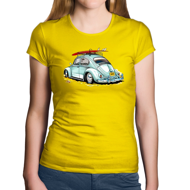 Baby Look Algodão Fusca Vintage - Amarela