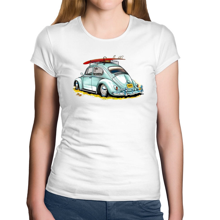 Baby Look Algodão Fusca Vintage - Branca