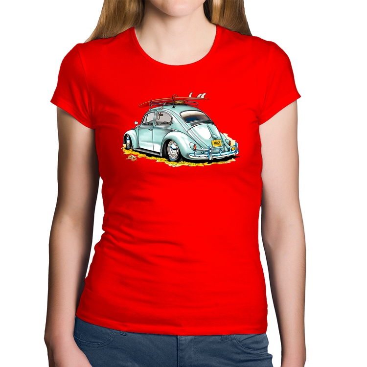 Baby Look Algodão Fusca Vintage - Vermelha