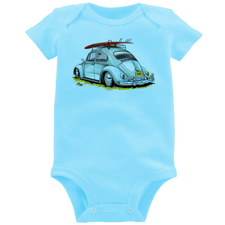 Body Bebê Fusca Vintage - Azul Bebê