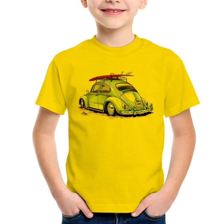 Camiseta Infantil Fusca Vintage - Amarela