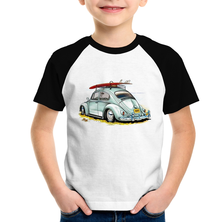 Camiseta Raglan Infantil Fusca Vintage