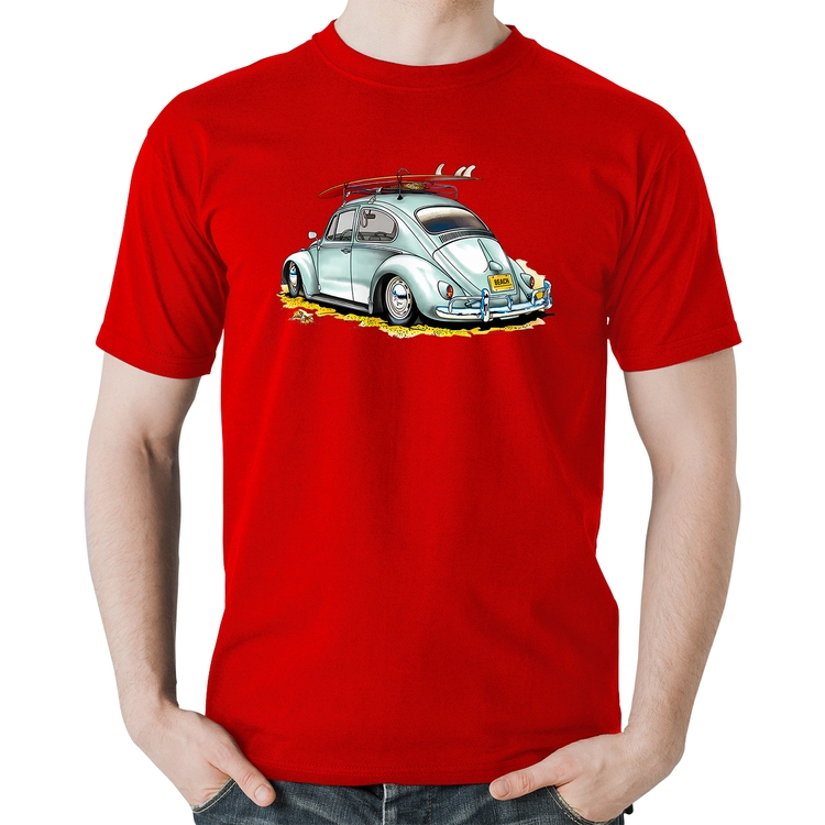 Camiseta Algodão Fusca Vintage - Vermelha