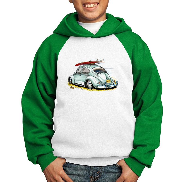 Moletom Infantil Fusca Vintage - Branco/Verde