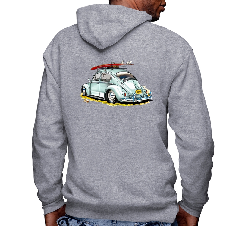 Blusa Moletom Fusca Vintage Masculina com Capuz e Zíper - Mescla