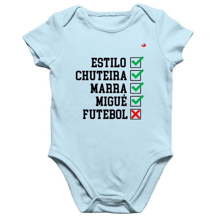 Body Bebê Algodão Futebol que é bom, nada - Azul Bebê