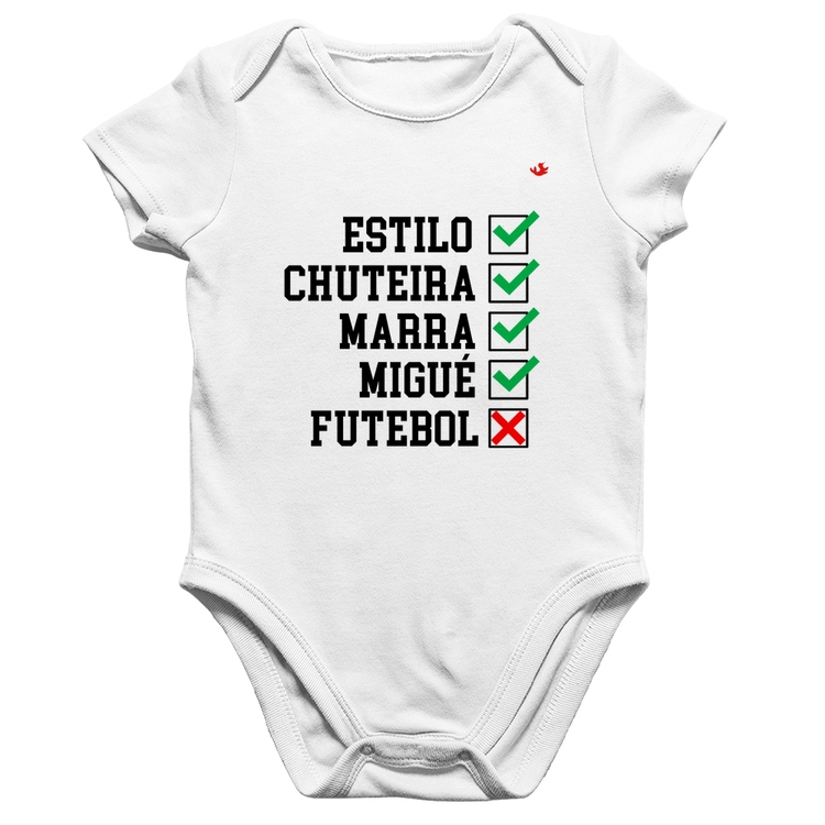 Body Bebê Algodão Futebol que é bom, nada - Branco
