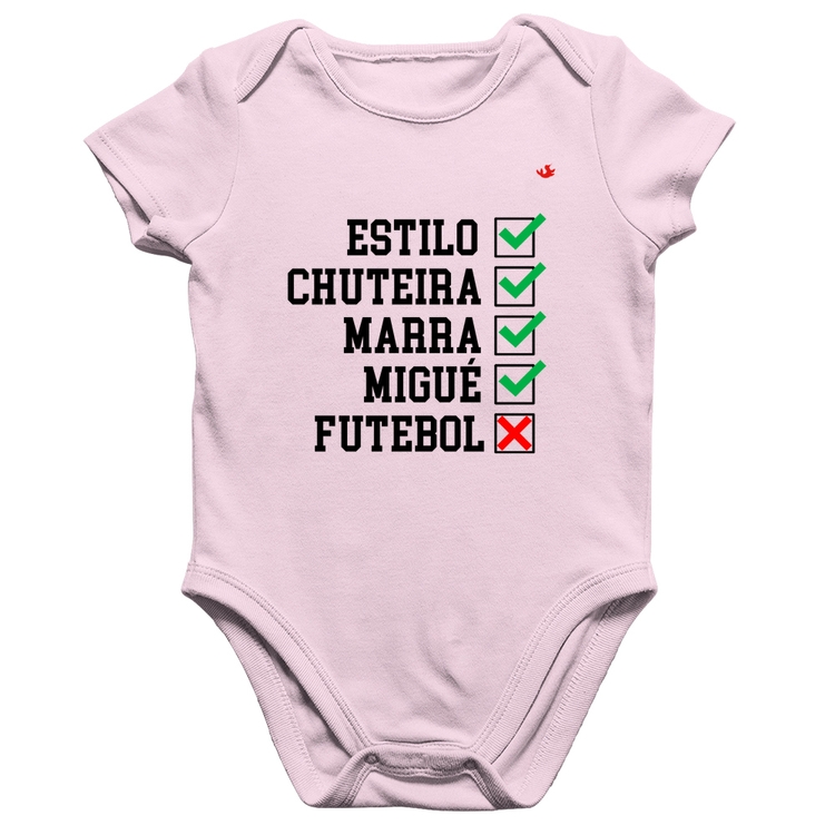 Body Bebê Algodão Futebol que é bom, nada - Rosa Bebê