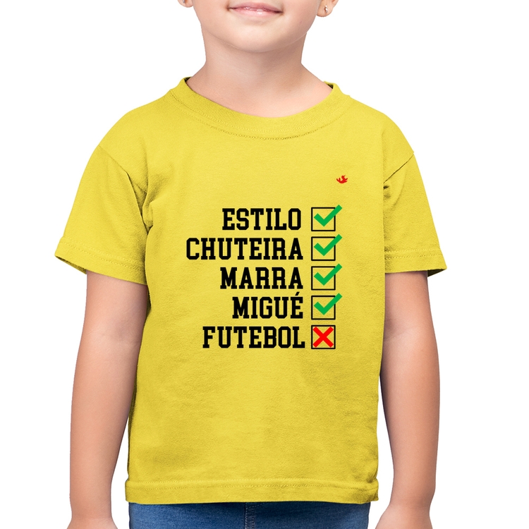 Camiseta Algodão Infantil Futebol que é bom, nada - Amarelo Canário