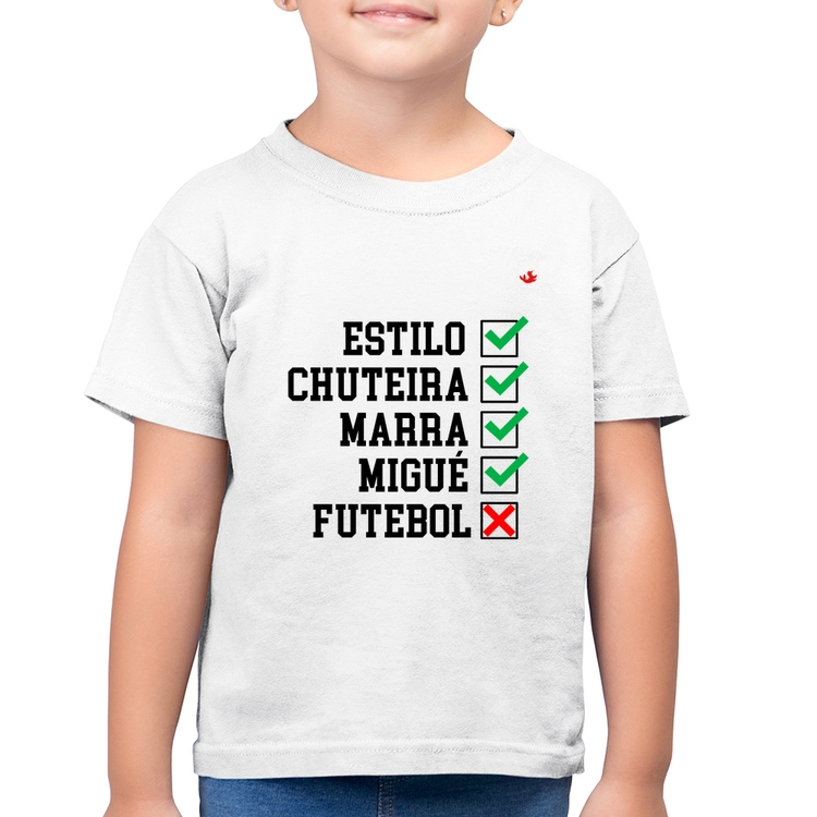Camiseta Algodão Infantil Futebol que é bom, nada - Branca