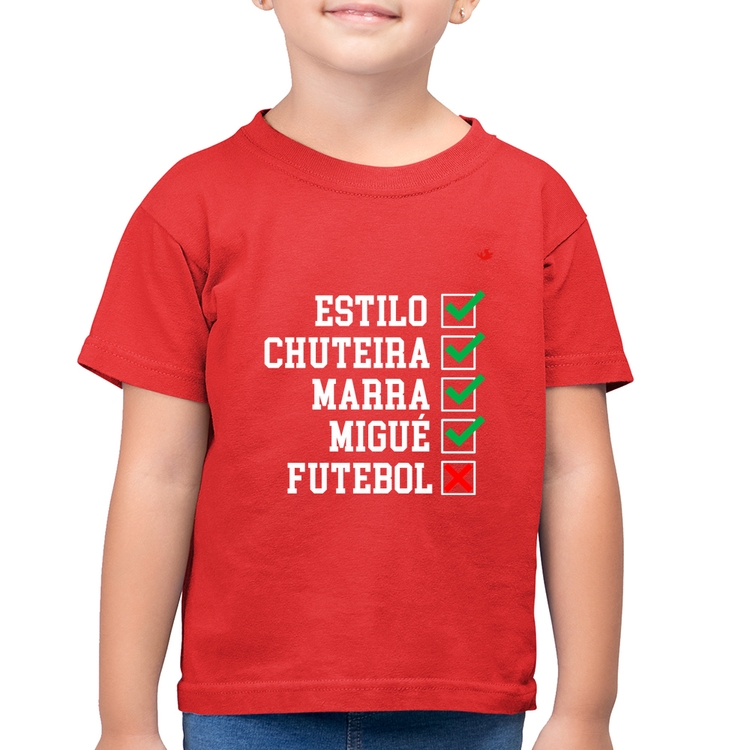 Camiseta Algodão Infantil Futebol que é bom, nada - Vermelha
