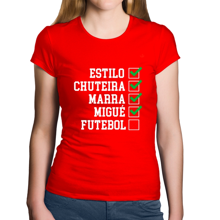 Baby Look Algodão Futebol que é bom, nada - Vermelha