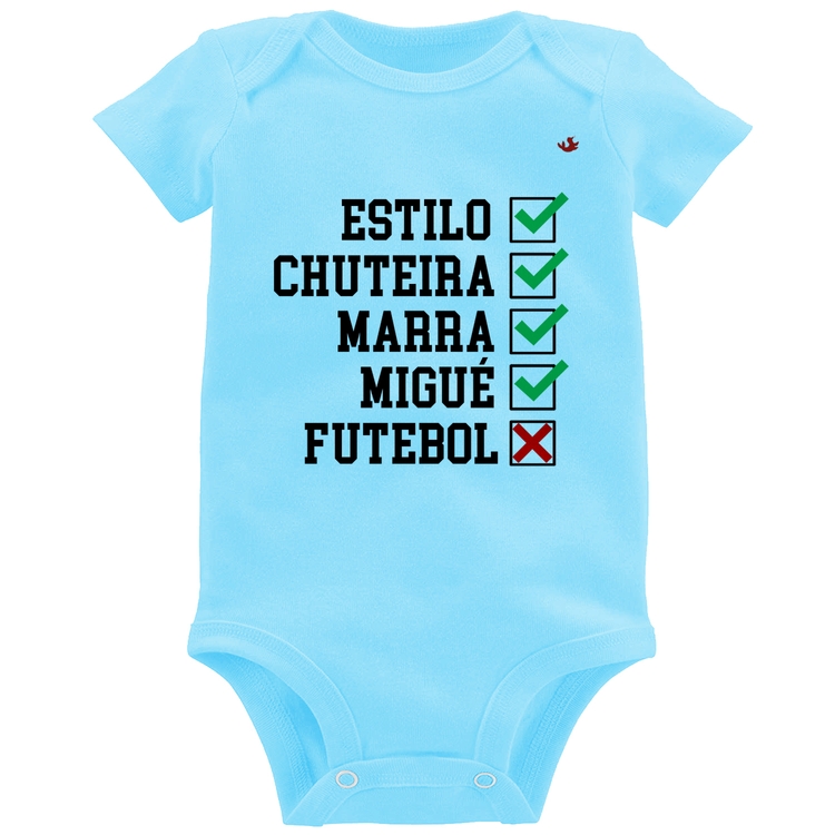 Body Bebê Futebol que é bom, nada - Azul Bebê