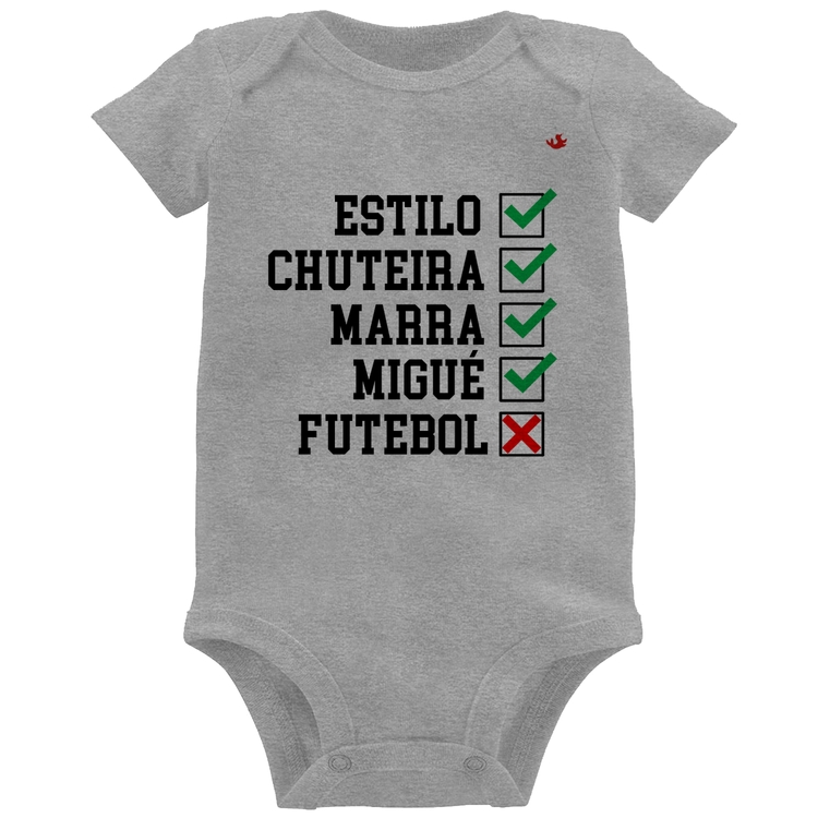 Body Bebê Futebol que é bom, nada - Cinza