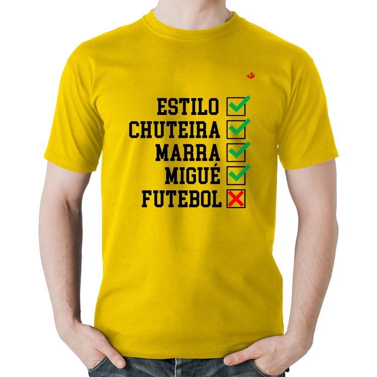 Camiseta Algodão Futebol que é bom, nada - Amarela