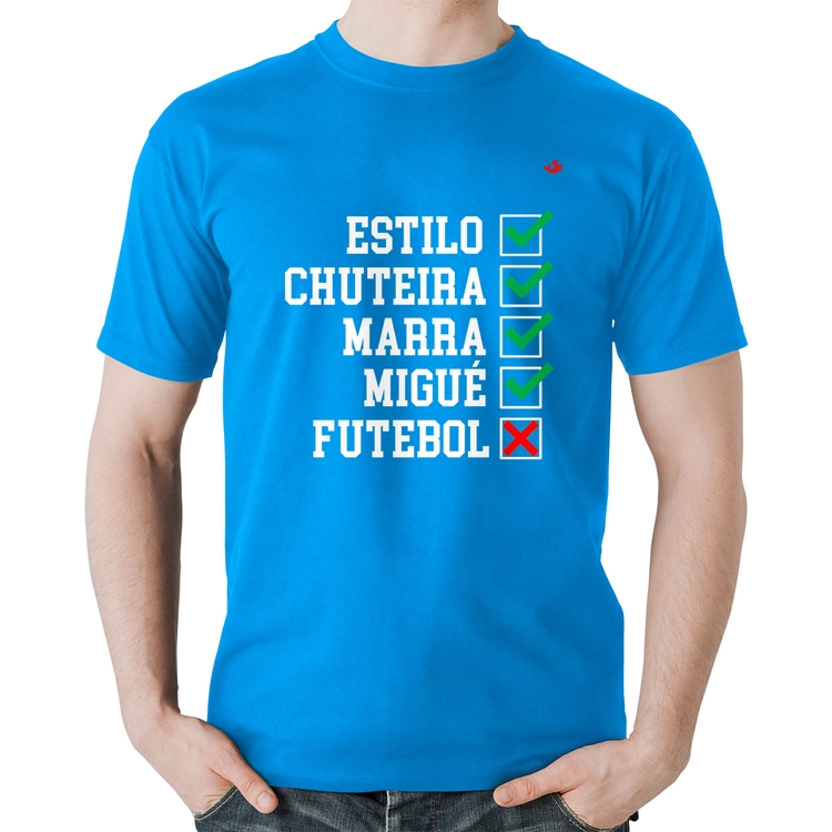 Camiseta Algodão Futebol que é bom, nada - Azul