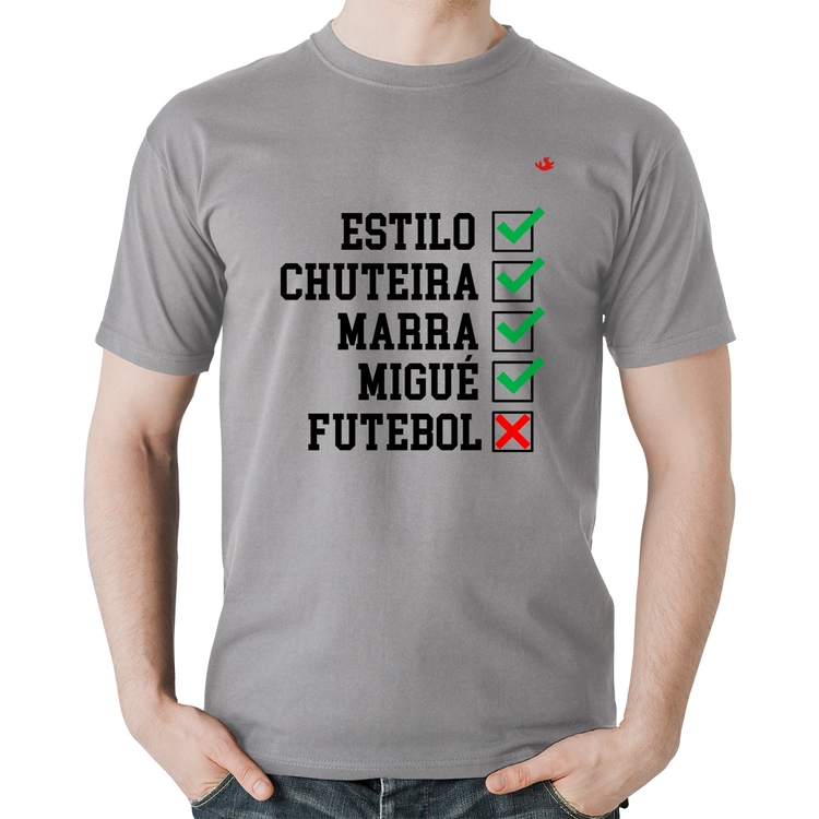 Camiseta Algodão Futebol que é bom, nada - Cinza