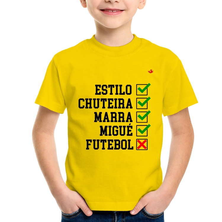 Camiseta Infantil Futebol que é bom, nada - Amarela