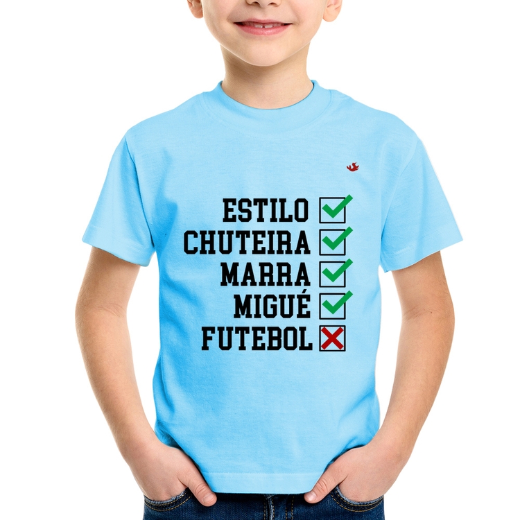 Camiseta Infantil Futebol que é bom, nada - Azul Bebê