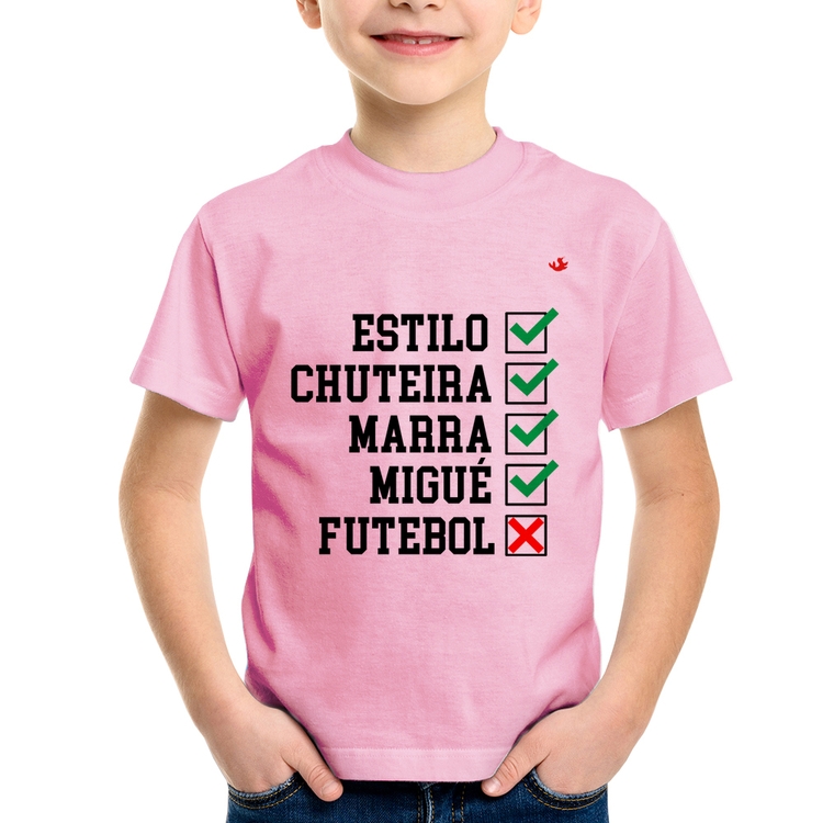 Camiseta Infantil Futebol que é bom, nada - Rosa Bebê