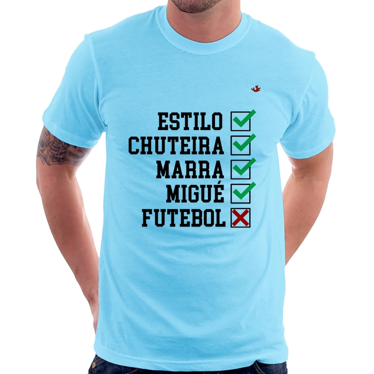 Camiseta Futebol que é bom, nada - Azul Bebê