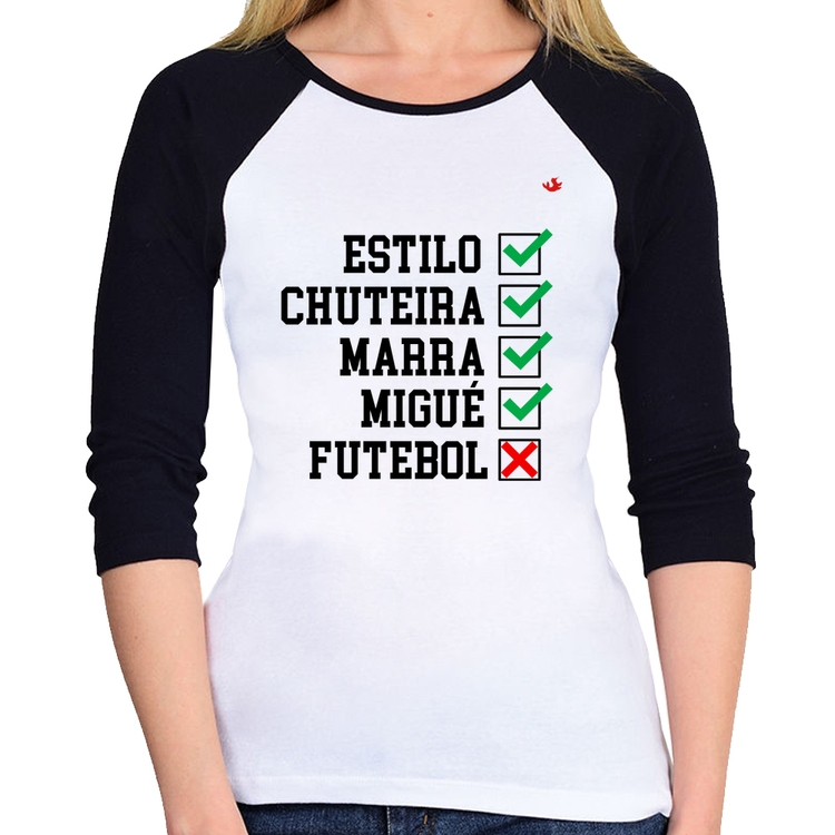 Baby Look Raglan Futebol que é bom, nada Manga 3/4