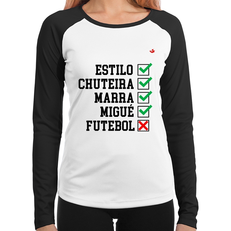 Baby Look Raglan Futebol que é bom, nada Manga Longa