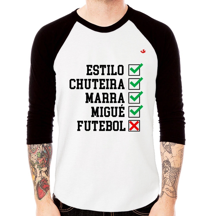 Camiseta Raglan Futebol que é bom, nada Manga 3/4