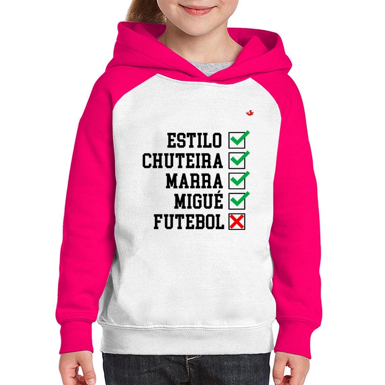 Moletom Infantil Futebol que é bom, nada - Branco/Rosa