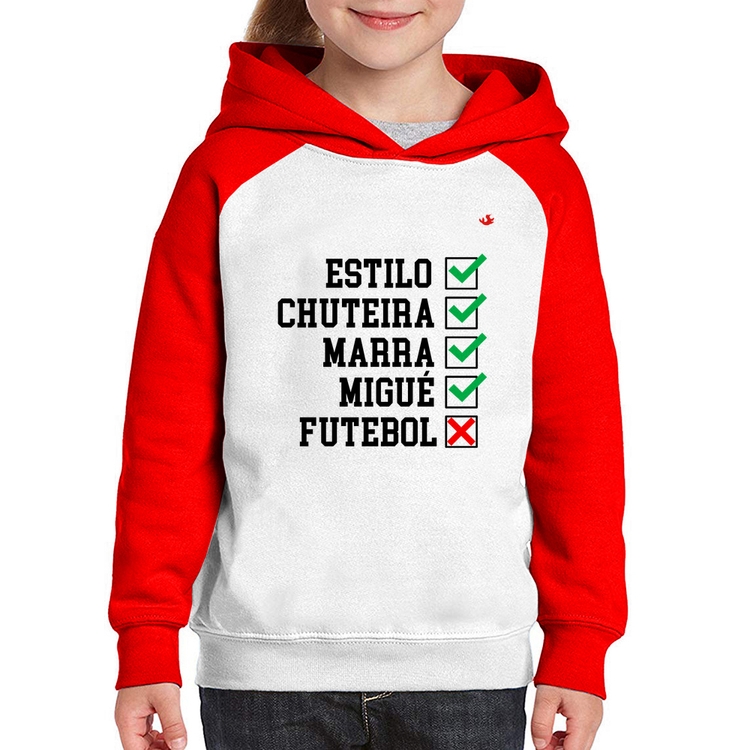 Moletom Infantil Futebol que é bom, nada - Branco/Vermelho