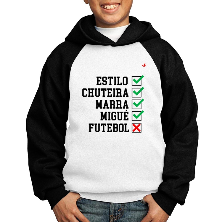 Moletom Infantil Futebol que é bom, nada - Branco/Preto