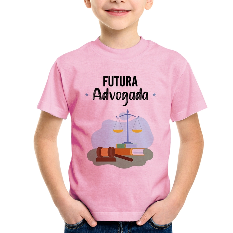 Camiseta Infantil Futura Advogada - Rosa Bebê
