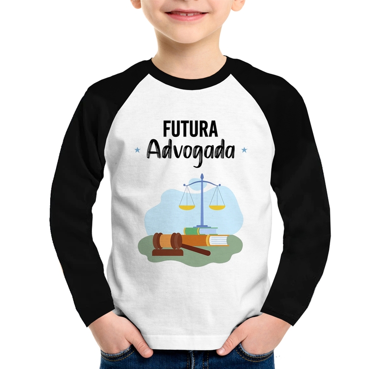 Camiseta Raglan Infantil Futura Advogada Manga Longa