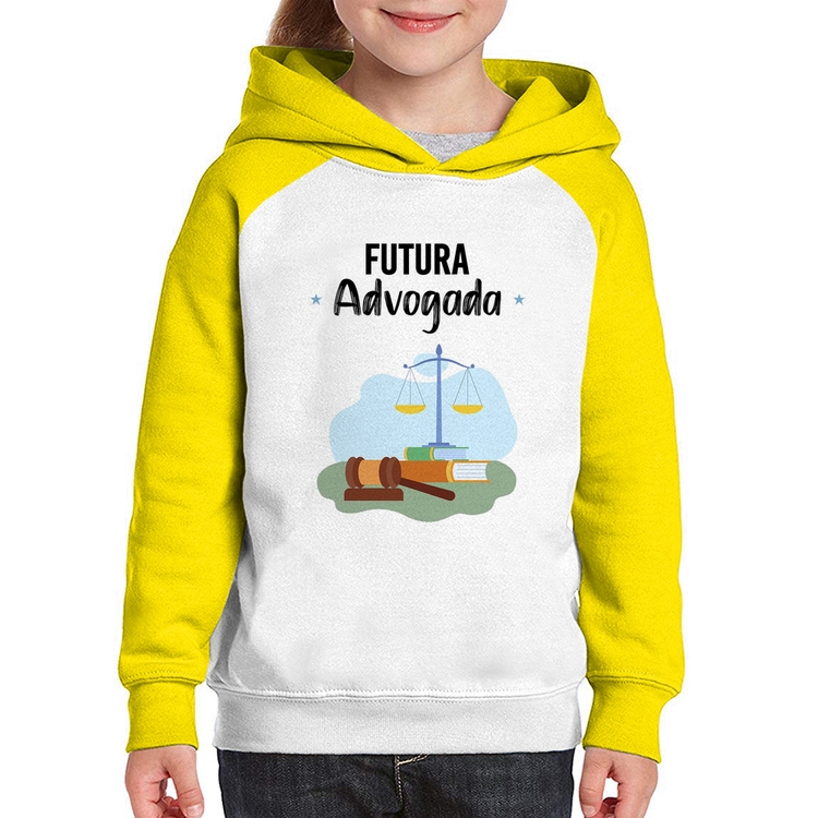 Moletom Infantil Futura Advogada - Branco/Amarelo