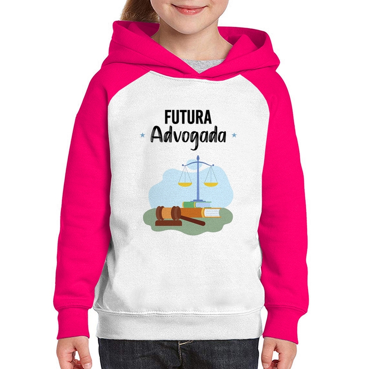 Moletom Infantil Futura Advogada - Branco/Rosa