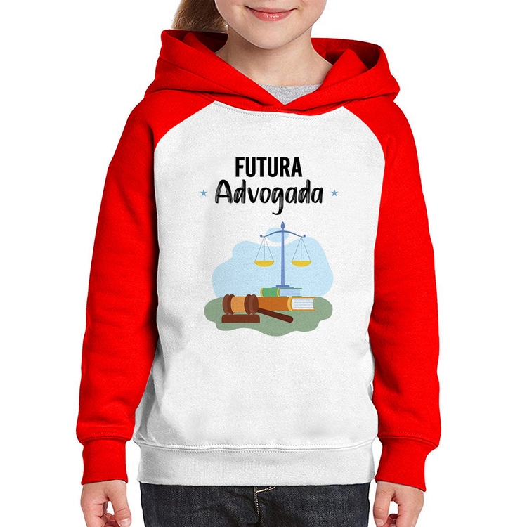 Moletom Infantil Futura Advogada - Branco/Vermelho