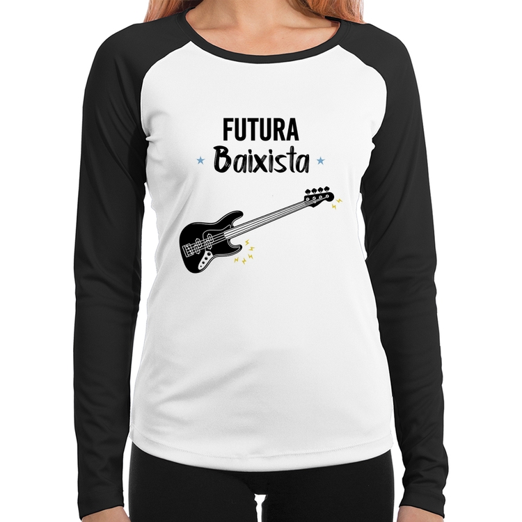 Baby Look Raglan Futura Baixista Manga Longa