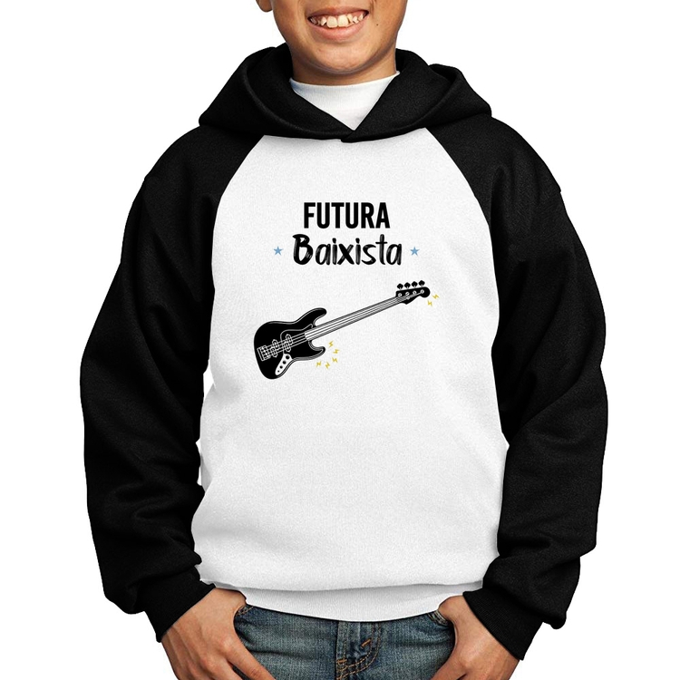 Moletom Infantil Futura Baixista - Branco/Preto